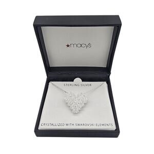 Vintage Sterling Silver Rock Crystal Beads Heart Pendant Necklace With Box